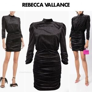 REBECCA VALLANCE MOON RIVER 3/4 SLEEVE MINI DRESS IN BLACK SZ 2 529$